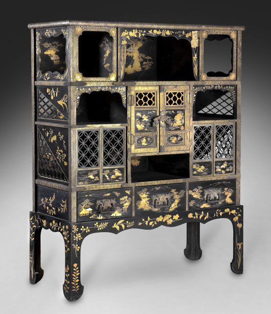 One of a pair of cabinets, from Yucuixuan,  wood, lacquer and gilding. Image courtesy of the Metropolitan Museum of Art and the Palace Museum, Beijing.